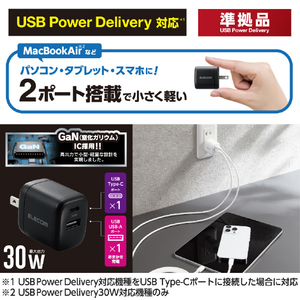 エレコム USB Power Delivery 30W AC充電器(A×1/C×1) ブラック MPA-ACCP30BK-イメージ3