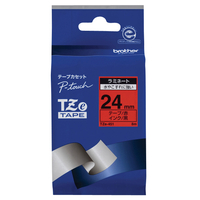 ブラザー ラミネートテープ(黒文字/赤/24mm幅) ピータッチ TZE-451