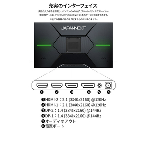 JAPANNEXT 28型液晶ディスプレイ ブラック JN-IPS28G144UHDR-イメージ3