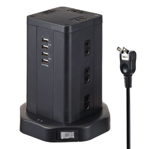 エルパ タワー型タップ AC12個口 USB4ポート 2m WBS-TW1204USB(BK)-イメージ9