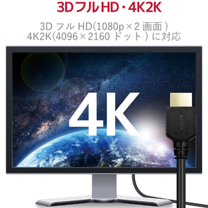 エレコム イーサネット対応HIGHSPEED HDMIケーブル(1．5m) ブラック GMDHHD14ER15BK-イメージ4