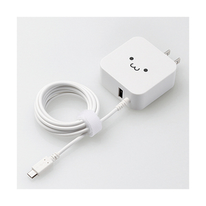 エレコム AC充電器(microBケーブル+USBポート/2．4A) ホワイトフェイス MPA-ACM01WF-イメージ1