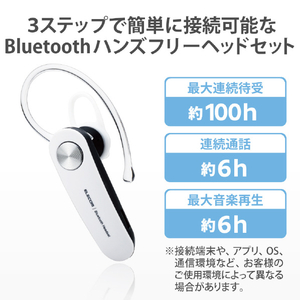 エレコム Bluetoothハンズフリーヘッドセット ホワイト LBT-HS11WH-イメージ2