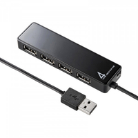 サンワサプライ HDD接続対応・面ファスナー付4ポートUSB2．0ハブ ブラック USB-HTV410BKN2