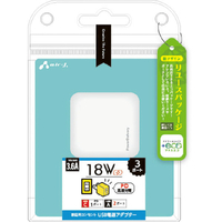 エアージェイ PD18W対応 Type-C×1ポート/USB×2ポート AC充電器 【+ECO】 ホワイト AKJ-E36PD3WH