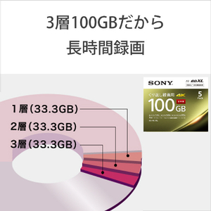 SONY 録画用100GB(3層) 2倍速対応 BD-RE XLブルーレイディスク 25枚入り 25BNE3VEPP2-イメージ8