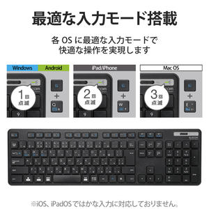 エレコム Bluetooth 5．0 薄型フルキーボード ブラック TK-FBM120KBK-イメージ13