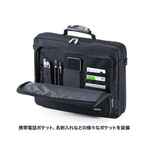 サンワサプライ PCキャリングバッグ（15．6インチワイド・シングル） ブラック BAG-U54BK2-イメージ3