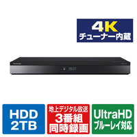 パナソニック 2TB HDD/4Kチューナー内蔵ブルーレイレコーダー 4KDIGA DMR4T203