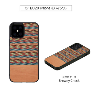Man & Wood iPhone 12 Pro Max用天然木ケース Browny Check I19262I12PM-イメージ8