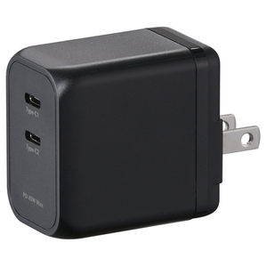 グリーンハウス USB-AC充電器 TYPE C 2ポート 45W GREENHOUSE ブラック GH-ACU2PF-BK-イメージ1