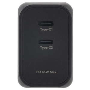 グリーンハウス USB-AC充電器 TYPE C 2ポート 45W GREENHOUSE ブラック GH-ACU2PF-BK-イメージ2