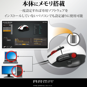 エレコム ARMA FPSゲーミングマウス(8ボタン) ホワイト M-ARMA50WH-イメージ3