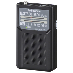 オーム電機 AM/FMポケットラジオ 電池長持ちタイプ AudioComm ブラック RAD-P136N-K-イメージ1