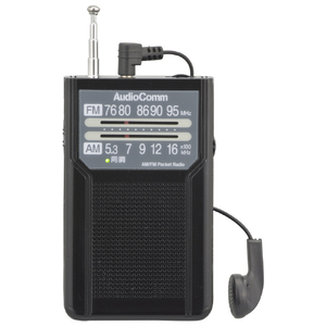 オーム電機 AM/FMポケットラジオ 電池長持ちタイプ AudioComm ブラック RAD-P136N-K-イメージ3