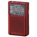 オーム電機 AM/FMポケットラジオ 電池長持ちタイプ AudioComm レッド RAD-P136N-R