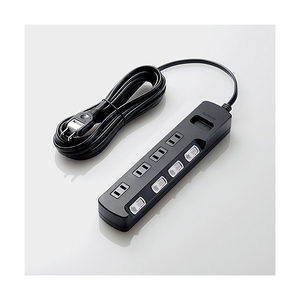エレコム TV用ほこり防止シャッター付雷ガードタップ(4個口・5．0m) ブラック AVT-K6A-2450BK-イメージ1