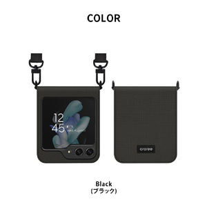 araree Galaxy Z Flip5用ケース ショルダーストラップ付き CANVAS DIARY ブラック AR25283GZFP5-イメージ12
