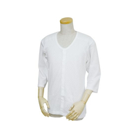 ウエル キルト八分袖前開きシャツ プラスチックホック式 紳士用 白 S FC857NF377038