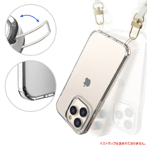 motomo iPhone 14 Pro用ケース INO Achrome Shield Strap Case クロームブラック MT24292I14PBK-イメージ4