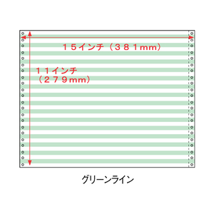 コンピュータ連続用紙 カラーフォーム用紙 15×11グリーンライン 2000枚 F807178-S1511G-イメージ1