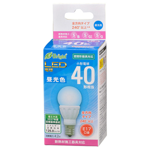 オーム電機 LED電球 E17口金 全光束525lm(4．2W小形電球タイプ) 昼光色相当 LDA4D-G-E17 IS22-イメージ1