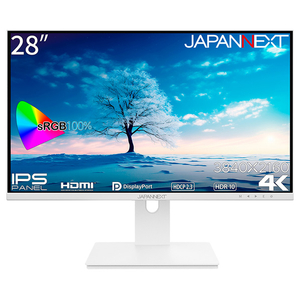JAPANNEXT 28型4K対応液晶ディスプレイ ホワイト JN-IPS28UHDR-W-イメージ1