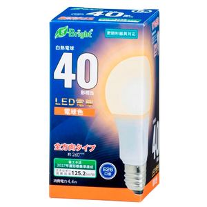 オーム電機 LED電球 E26口金 全光束551lm(4．4W一般電球タイプ) 電球色相当 LDA4L-G AG27-イメージ1