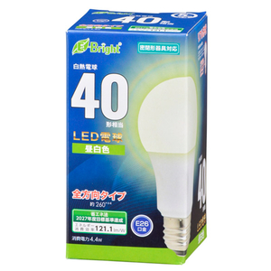 オーム電機 LED電球 E26口金 全光束533lm(4．4W一般電球タイプ) 昼白色相当 LDA4N-G AG27-イメージ1