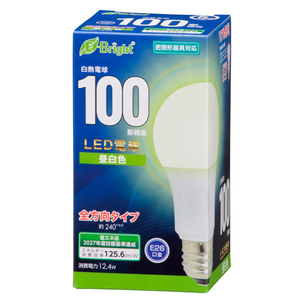 オーム電機 LED電球 E26口金 全光束1558lm(12．4W一般電球タイプ) 昼白色相当 LDA12N-G AG27-イメージ1