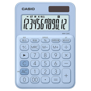 カシオ カラフル電卓 ペールブルー MW-C20C-LB-N-イメージ1