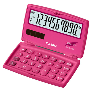 カシオ カラフル電卓 ビビッドピンク SL-C100C-RD-N-イメージ1