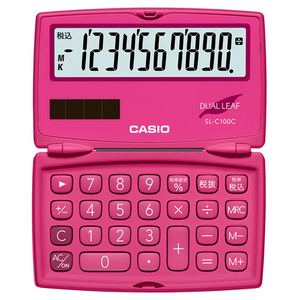 カシオ カラフル電卓 ビビッドピンク SL-C100C-RD-N-イメージ2