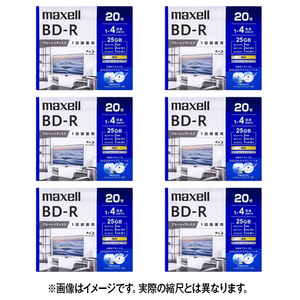 マクセル 録画用25GB(1層) 1-4倍速 ブルーレイディスク 20枚入り ホワイト 6個セット BRV25WPG20SP6-イメージ1