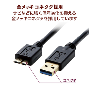 エレコム USB3．0ケーブル(0．5m) ブラック DH-AMB3N05BK-イメージ4