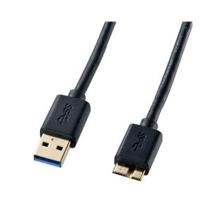 サンワサプライ USB3．0対応マイクロケーブル（USBIF認証タイプ・1m） ブラック KU30-AMC10BK-イメージ1