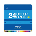 トンボ鉛筆 ippo!スライド缶入色鉛筆24色 プレーン ブルー F907513-CL-RPM0424C