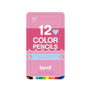 トンボ鉛筆 ippo!スライド缶入色鉛筆12色 プレーン ピンク F907517-CL-RPW0412C-イメージ1