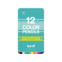 トンボ鉛筆 ippo!スライド缶入色鉛筆12色 プレーン グリーン F907528CL-RPN0412C