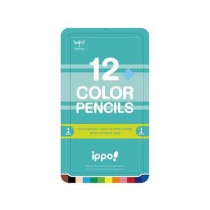 トンボ鉛筆 ippo!スライド缶入色鉛筆12色 プレーン グリーン F907528-CL-RPN0412C-イメージ1