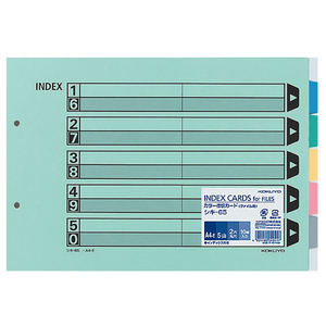 コクヨ カラー仕切カード(ファイル用) A4ヨコ 5山 2穴 10組 F805032-ｼｷ-65-イメージ1