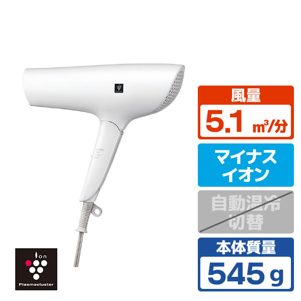 シャープ プラズマクラスタードライヤー Plasmacluster Beauty ホワイト系ルミナスホワイト IB-P602-W