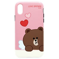 LINE FRIENDS iPhone XR用ケース DUAL GUARD CUPID LOVE ブラウン KCL-DCL008