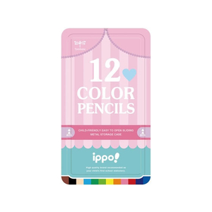 トンボ鉛筆 ippo!スライド缶入色鉛筆12色 プリント Girl F907536-CL-RRW0412C-イメージ1