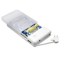 ラスタバナナ USB-Aポート 単3×6本電池式充電器 Type-C/micro USBケーブル直付 電池付属 1．5A出力 ホワイト R01BAT361A03WH