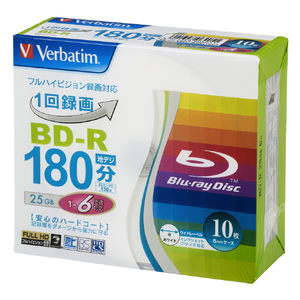 Verbatim 録画用25GB 1-6倍速対応 BD-R追記型 ブルーレイディスク 10枚入り VBR130RP10V1-イメージ1