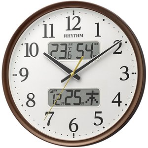 リズム時計 フィットウェーブリブA03 電波掛時計 茶メタリック 8FYA03SR06-イメージ1