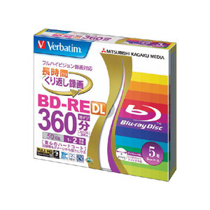 Verbatim 録画用50GB 片面2層 1-2倍速対応 BD-RE書換え型 ブルーレイディスク 5枚入り VBE260NP5V1-イメージ1