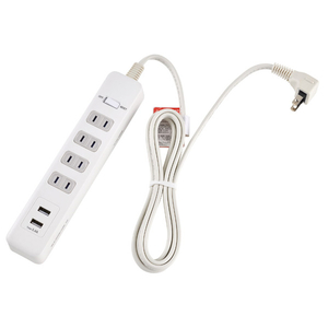 エルパ 集中スイッチ付USBタップ(4個口/2ポート・2m) WLS-4232BUA(W)-イメージ1