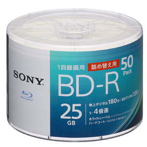 SONY 録画用1層BD-R1-4倍速25GB50枚入り詰め替え用 50BNR1VJPB4-イメージ1